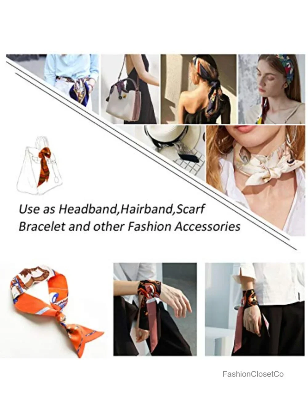 Imitation Silk Scarf for Handbag Decoration Neck Hair Wrap 100cm